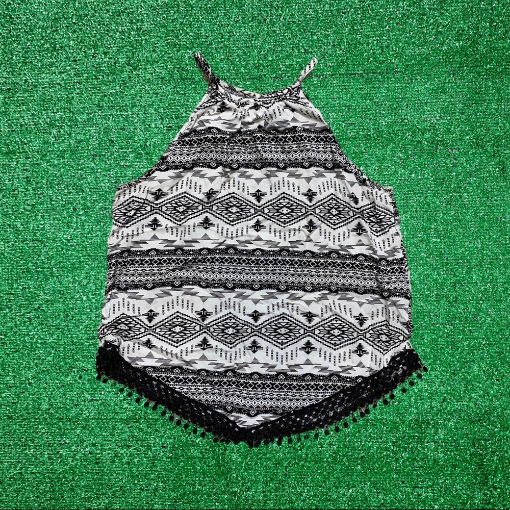 H&M Tribal Pattern Halter Top With Fringe Divided Collection